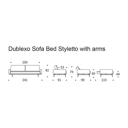 Duplexo Styletto Sofa Bed With Armrests / Dark Wood